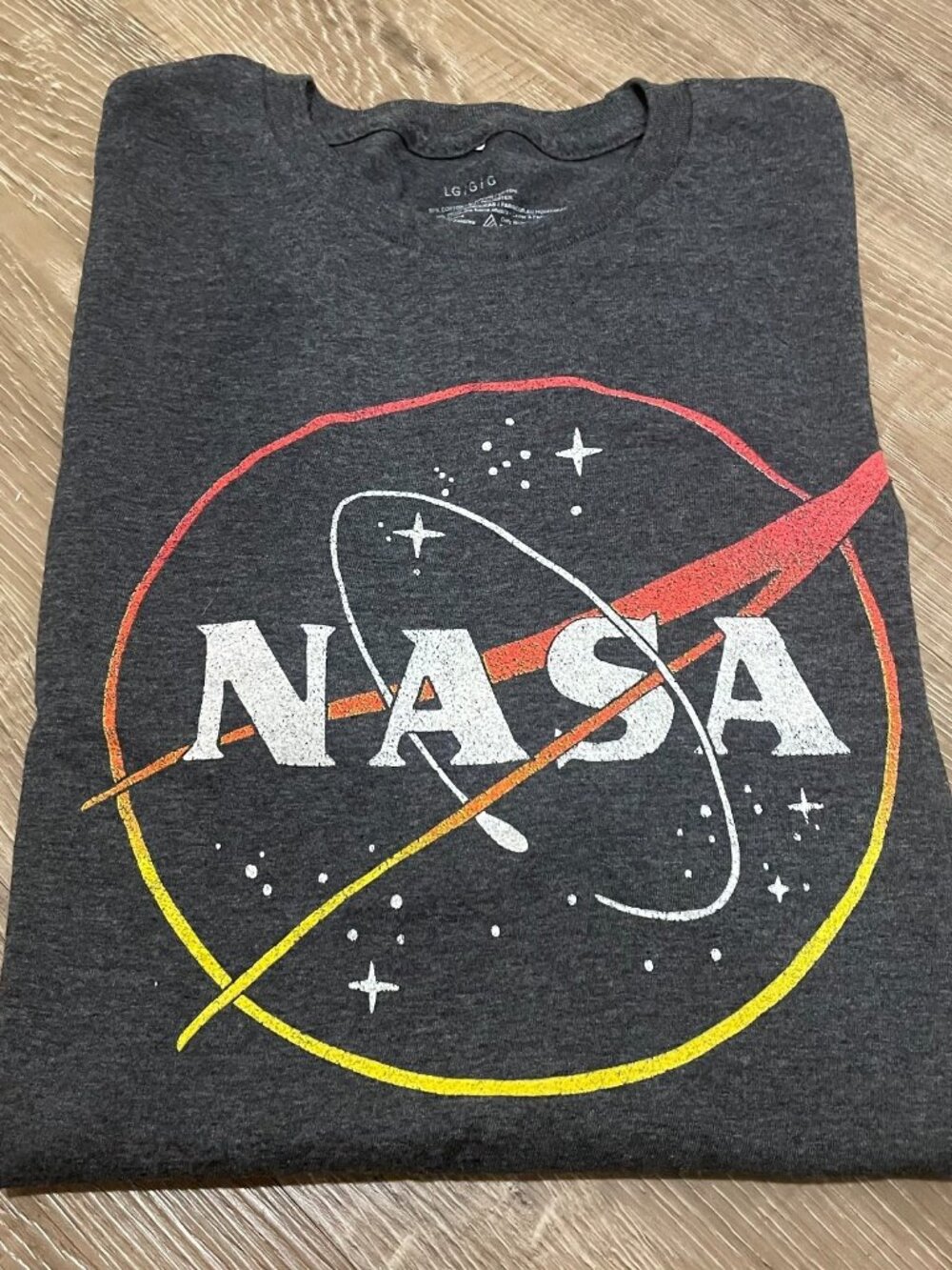 NASA Graphic T-Shirt Men's Size L Charcoal Heather Gray Vintage Logo Summer Tee